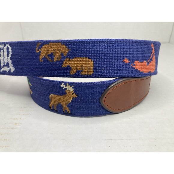 Smathers & Branson Custom Leather Needlepoint Men's Belt Size 38 see description - Picture 4 of 9